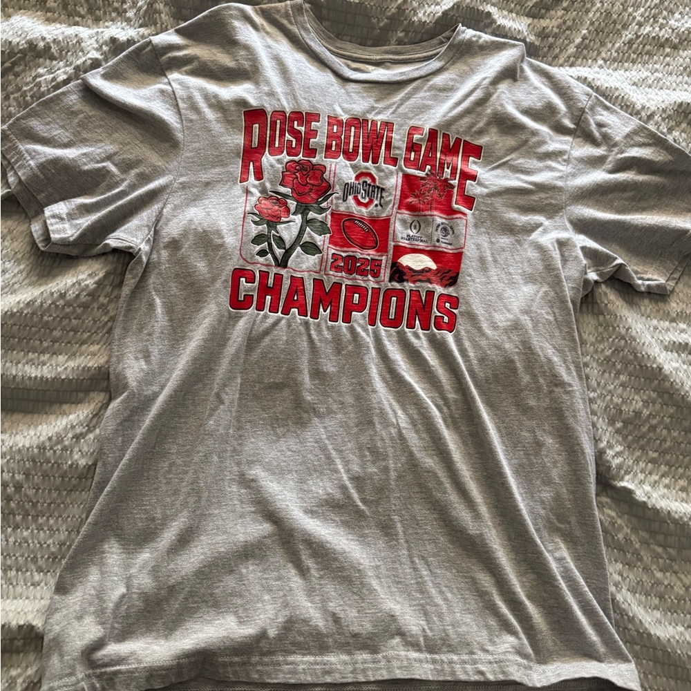 Fanatics Gray Ohio State Buckeyes 2025 Rose Bowl Game Champions Tee Size L